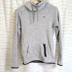 Nike Women's Grey and Black Hooded Medium Sweatshirt.